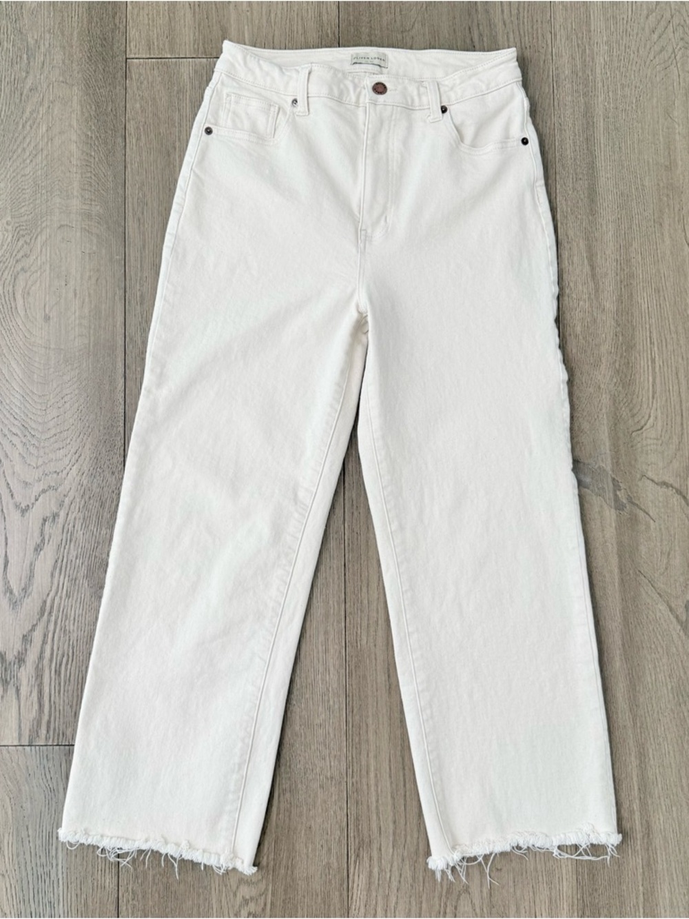 Oliver Logan Aberdeen Wide Leg Sculpt Cropped Jeans Ecru White 29